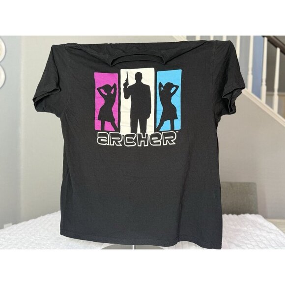 Sterling Archer FX RIPPLE JUNCTION Black Graphic T-Shirt 2X Silhouette Profile - Picture 2 of 12